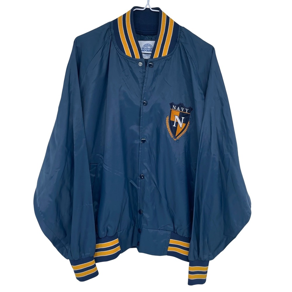 Vintage 80s Legends Premium Apparel Mens Navy Varsity Windbreaker Jacket XL Blue